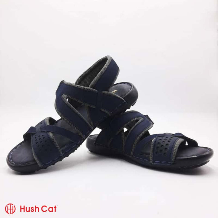 Mens Leather Blue Comfy Sandals