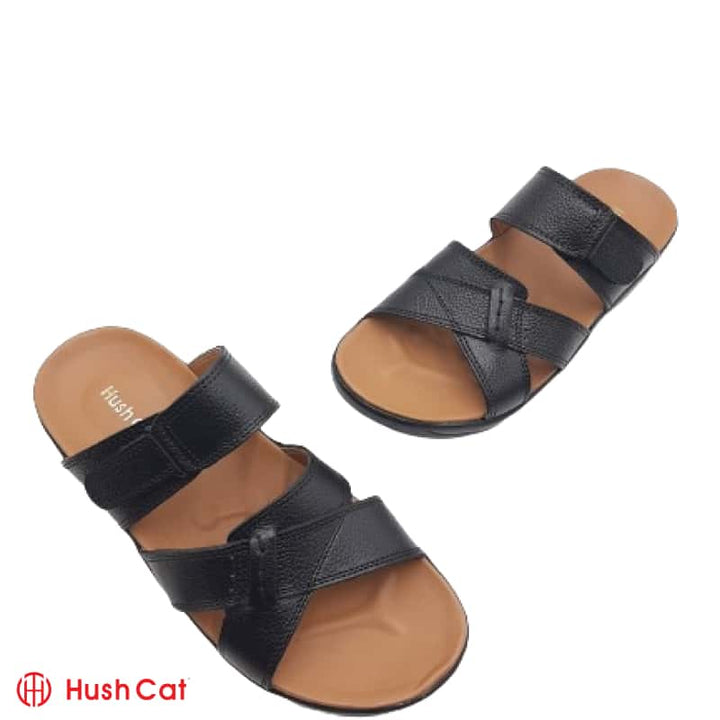 Men’s Medicated Black Cow Leather Slipper Chappal