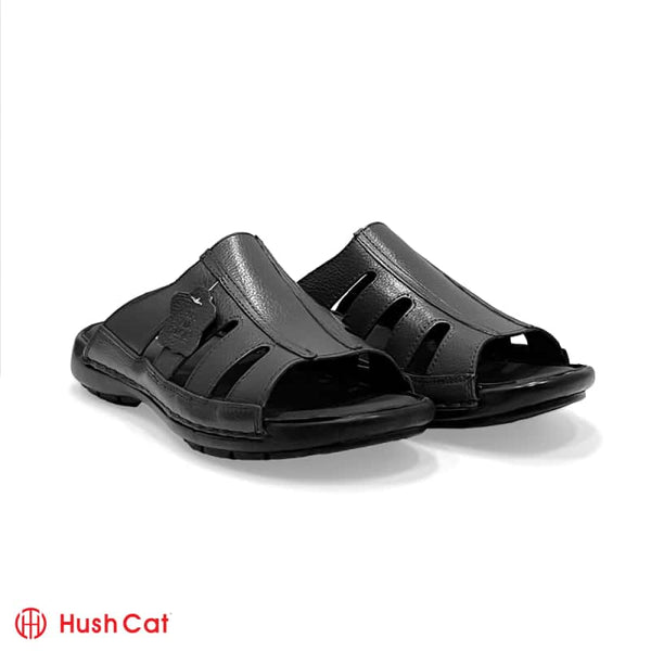 Handcrafted Mild Leather Slipper Black / 7/40