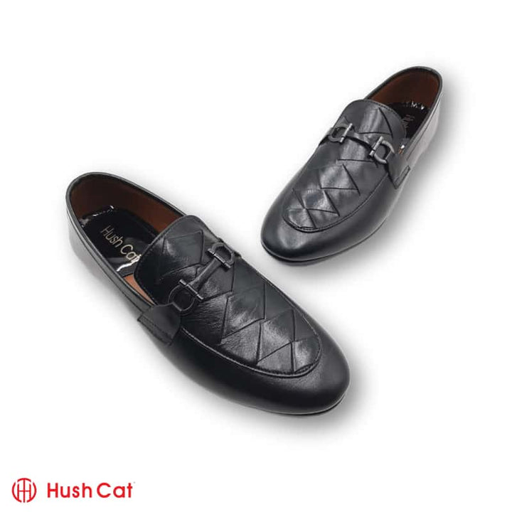 Hush Cat Pure Black Cow Leather Handmade Shoes Formal Shoes