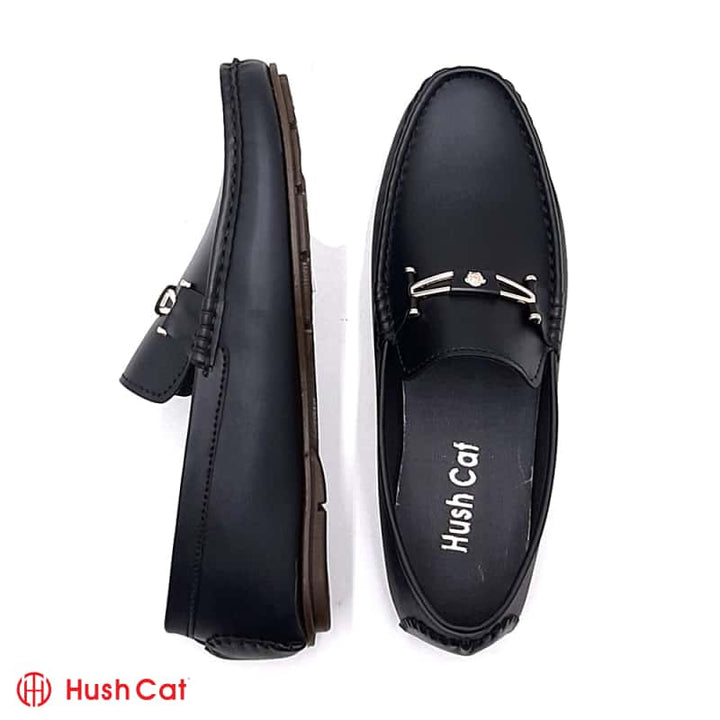 Hush Cat Mat Black Leather Loafers Men Loafers