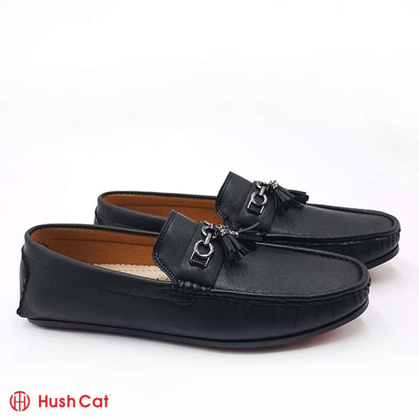 Mens Black Tussle Cow Leather Loafers Men Loafers