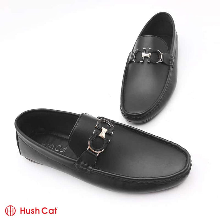 Mens Black Casual Plain Leather Shoes Men Loafers