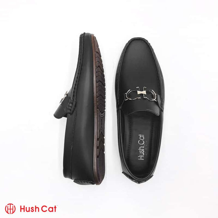 Mens Black Casual Plain Leather Shoes Men Loafers