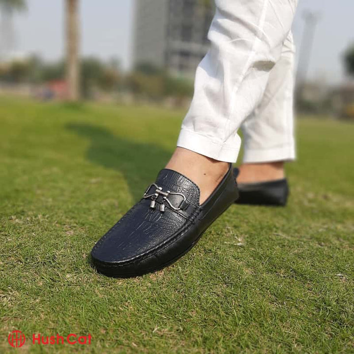 Hush Cat Black Tussle Cow Leather Loafers Casual Shoes
