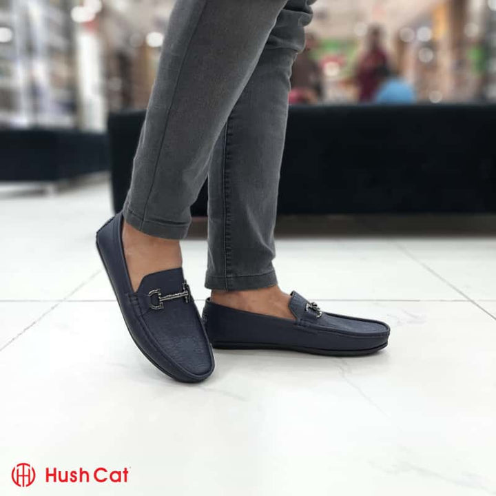 Hush Cat Blue Check Medicated Loafer Shoes Men Loafers