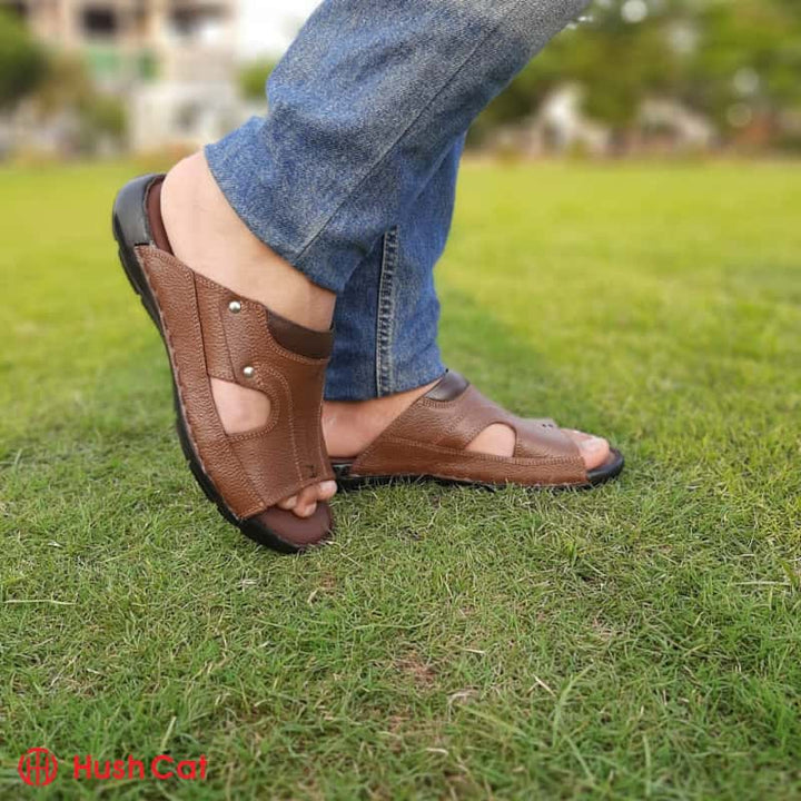 Mens Brown Mild Leather Medicated Slipper