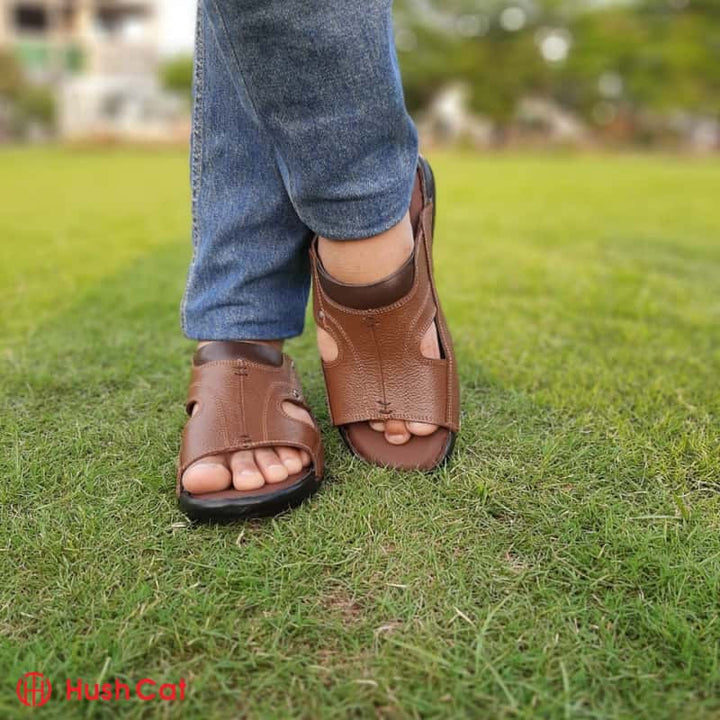 Mens Brown Mild Leather Medicated Slipper