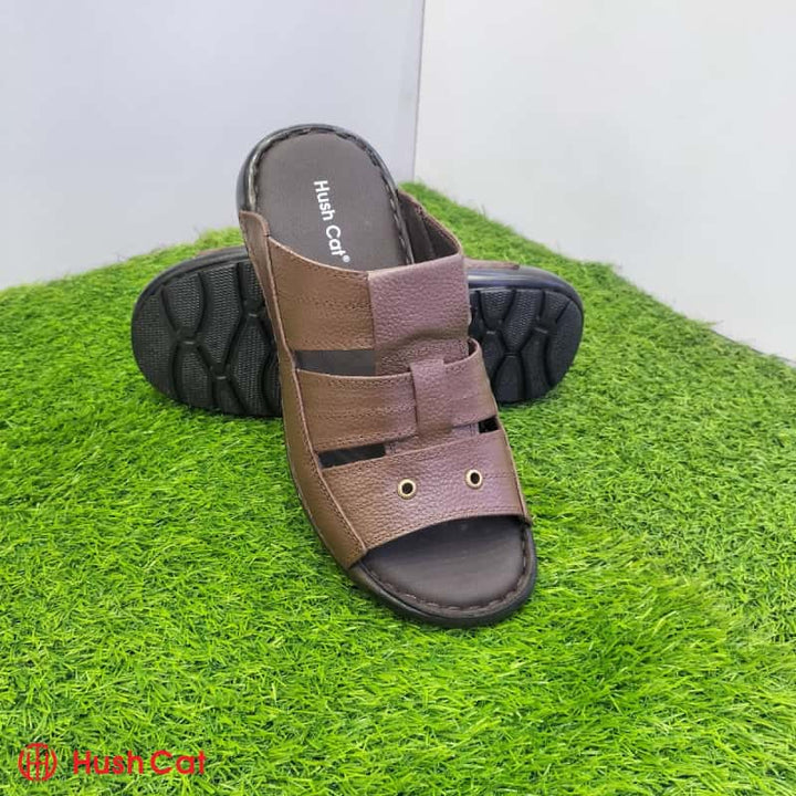Men’s Brown Mild Leather Strap Slipper