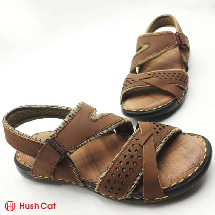 Mens Leather Musterd Comfy Sandals