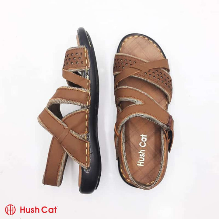 Mens Leather Musterd Comfy Sandals