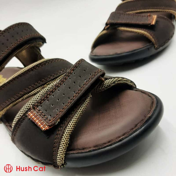 Mens Leather Textured Chesnut Sandals