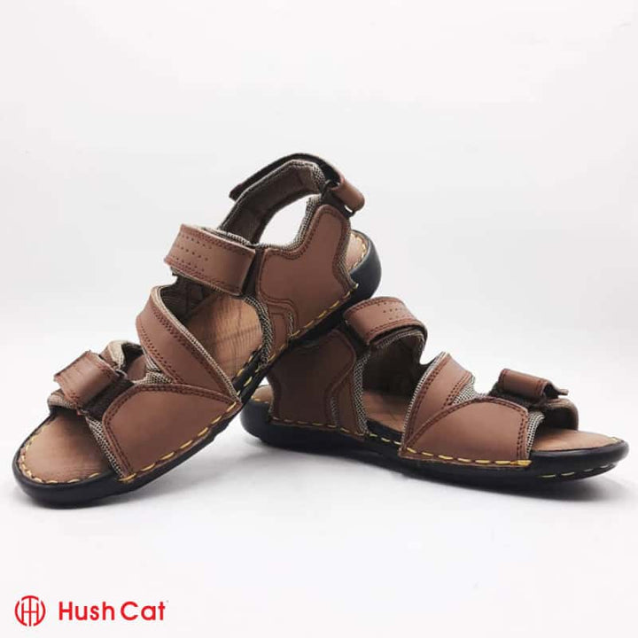 Mens Leather Textured Olive Sandals