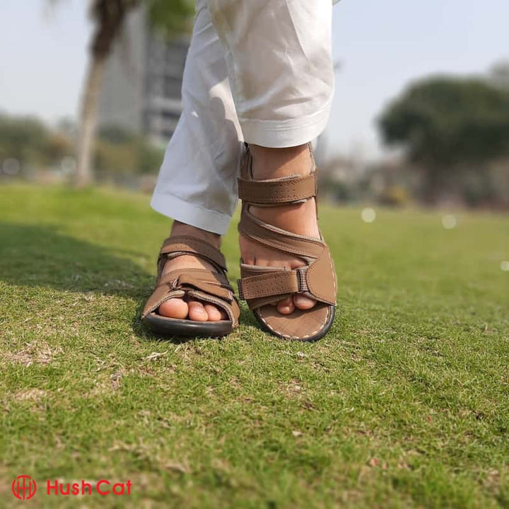 Mens Leather Textured Sandals