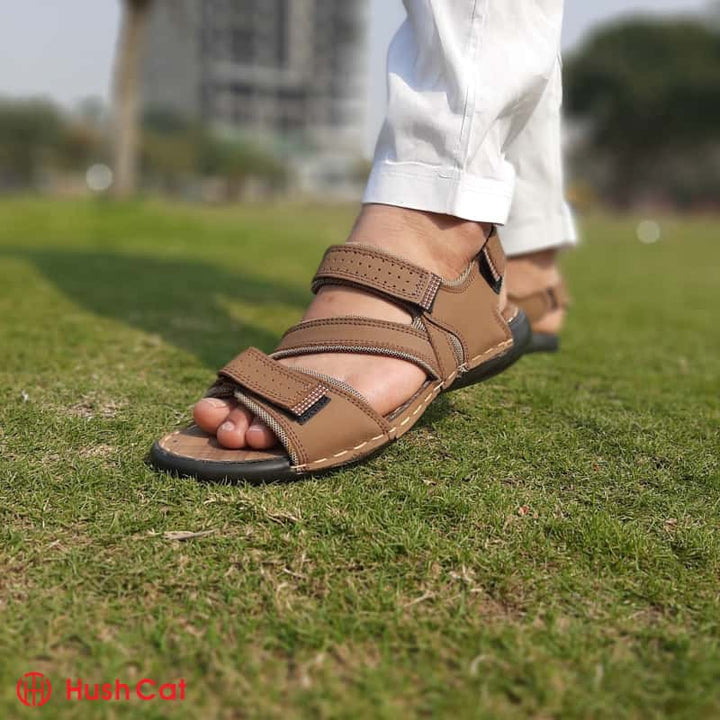 Mens Leather Textured Sandals
