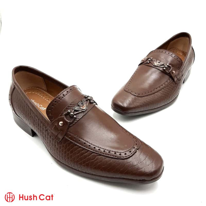 Hush Cat Brown Crown Pointed Toe Leather Shoes Formal Shoes