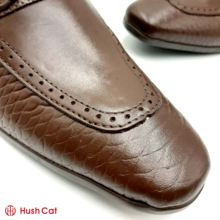 Hush Cat Brown Crown Pointed Toe Leather Shoes Formal Shoes