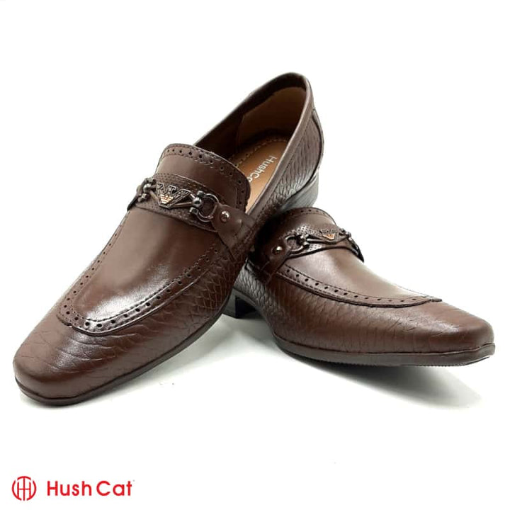 Hush Cat Brown Crown Pointed Toe Leather Shoes Formal Shoes