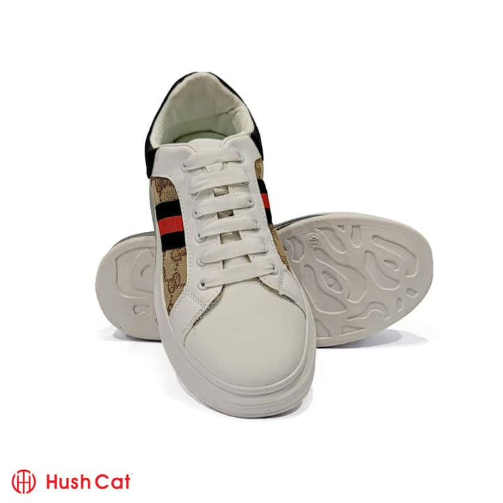Mens White Sneakers With Gel Sole Sports Shoes